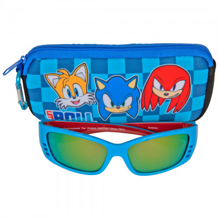 Sonic The Hedgehog Characters Kids Sunglasses with Carabiner Pouch